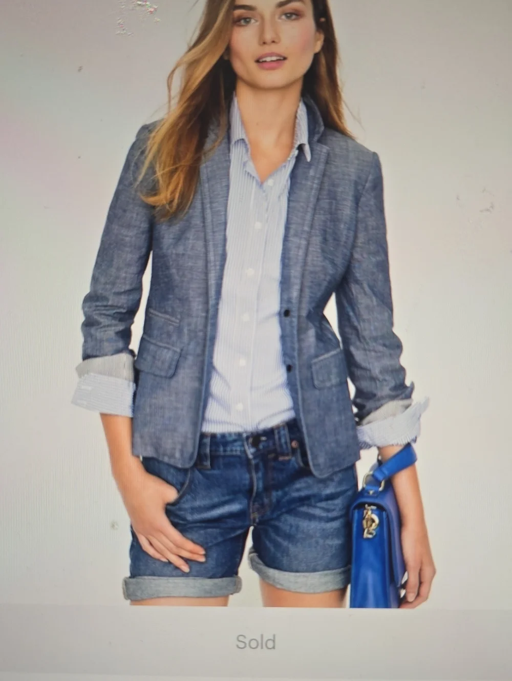 J. Crew Navy Jacket with Chambray Collar Trim 4